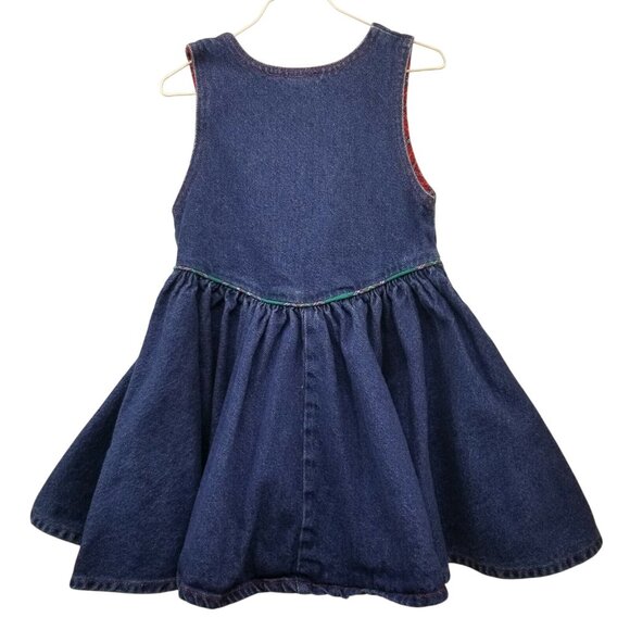 OshKosh 6 Blue Jean Denim Dress Jumper Sleeveless Full Circle Skirt Vintage - Picture 4 of 6